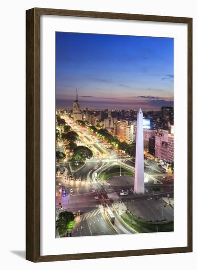 Argentina, Buenos Aires, Avenida 9 De Julio and Obelisk-Michele Falzone-Framed Photographic Print