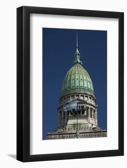 Argentina, Buenos Aires, Congress-Palace, Detail, National-Flags-Chris Seba-Framed Photographic Print