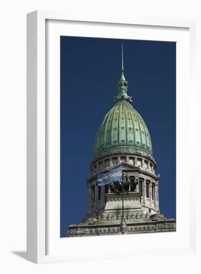 Argentina, Buenos Aires, Congress-Palace, Detail, National-Flags-Chris Seba-Framed Photographic Print