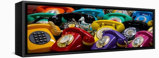 Argentina, Buenos Aires. San Telmo Market, aka Mercado San Telmo. Colorful vintage telephones.-Cindy Miller Hopkins-Framed Stretched Canvas