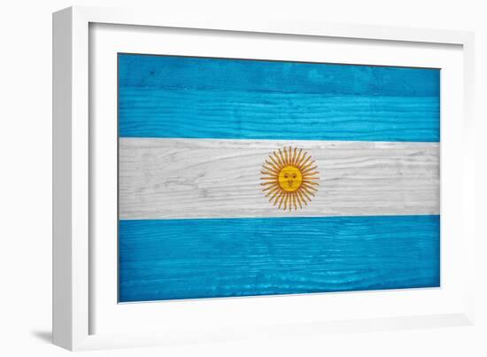 Argentina Flag Design with Wood Patterning - Flags of the World Series-Philippe Hugonnard-Framed Art Print