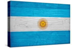 Argentina Flag Design with Wood Patterning - Flags of the World Series-Philippe Hugonnard-Stretched Canvas