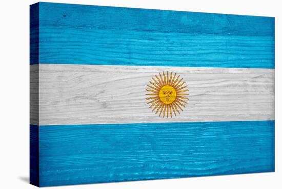Argentina Flag Design with Wood Patterning - Flags of the World Series-Philippe Hugonnard-Stretched Canvas
