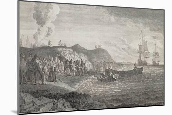 Argentina, Patagonians Welcoming Commander Byron by Robert De Launay from Cook Atlas, 1784-null-Mounted Giclee Print