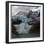 Argentina, Piedras Blancas Glacier pours off Fitzroy and terminates in Lago de los Tres-Howie Garber-Framed Photographic Print