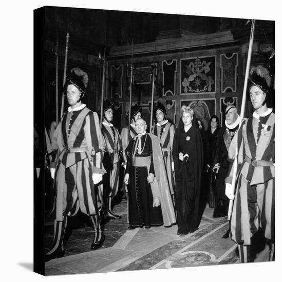 Argentina's First Lady Eva Peron at the Vatican in a Stop on Her European Tour-null-Stretched Canvas