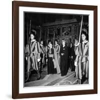 Argentina's First Lady Eva Peron at the Vatican in a Stop on Her European Tour-null-Framed Photographic Print