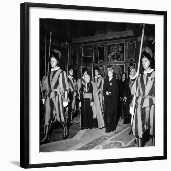 Argentina's First Lady Eva Peron at the Vatican in a Stop on Her European Tour-null-Framed Photographic Print