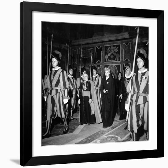 Argentina's First Lady Eva Peron at the Vatican in a Stop on Her European Tour-null-Framed Photographic Print