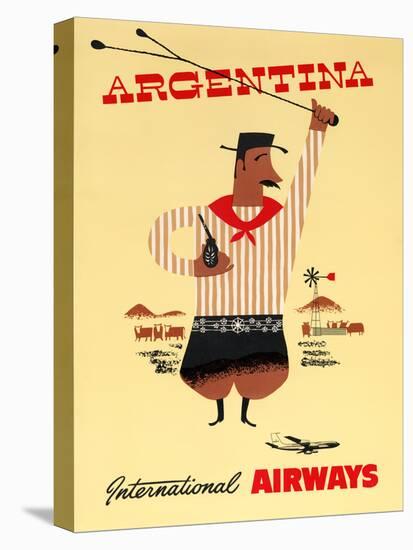 "Argentina" Vintage Travel Poster, International Airways-Piddix-Stretched Canvas