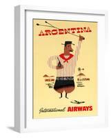 "Argentina" Vintage Travel Poster, International Airways-Piddix-Framed Art Print