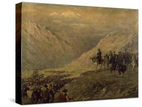 Argentine General Jose De San Martin Crossing Andes with His Army, 1817-null-Stretched Canvas