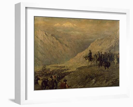 Argentine General Jose De San Martin Crossing Andes with His Army, 1817-null-Framed Giclee Print