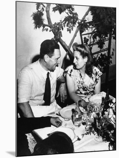 Argentinean Presidential Candidate Juan Peron Chatting with His Wife Evita during campaign party-Thomas D^ Mcavoy-Mounted Premium Photographic Print