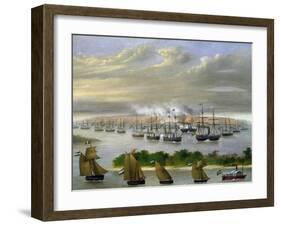 Argentinian Fleet in Channel of Paso De La Patria, April 23, 1866-Candido Lopez-Framed Giclee Print