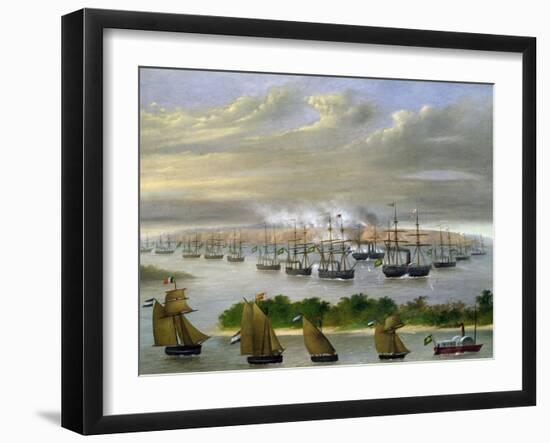 Argentinian Fleet in Channel of Paso De La Patria, April 23, 1866-Candido Lopez-Framed Giclee Print