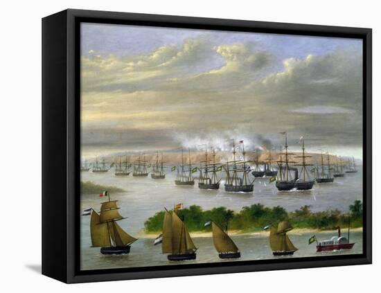 Argentinian Fleet in Channel of Paso De La Patria, April 23, 1866-Candido Lopez-Framed Stretched Canvas