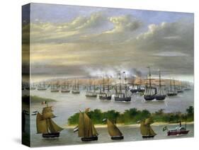 Argentinian Fleet in Channel of Paso De La Patria, April 23, 1866-Candido Lopez-Stretched Canvas