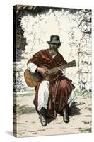 Argentinian "Gaucho Cantor," or Cowboy Guitar-Player of the Pampas, 1800s-null-Stretched Canvas