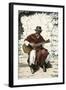 Argentinian "Gaucho Cantor," or Cowboy Guitar-Player of the Pampas, 1800s-null-Framed Giclee Print