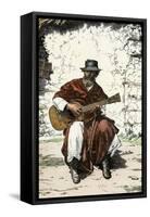 Argentinian "Gaucho Cantor," or Cowboy Guitar-Player of the Pampas, 1800s-null-Framed Stretched Canvas