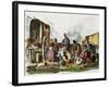 Argentinian Peons Resting at Fire, Engraving from Manners and Customs of Rio De La Plata-Carlos Morel-Framed Giclee Print