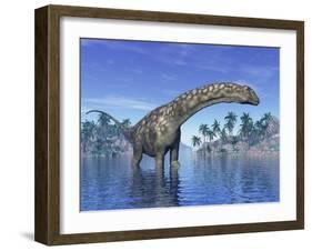 Argentinosaurus Dinosaur Grazing in a Tropical Climate-null-Framed Art Print