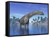 Argentinosaurus Dinosaur Grazing in a Tropical Climate-null-Framed Stretched Canvas