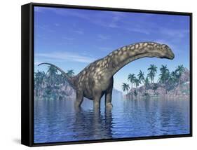 Argentinosaurus Dinosaur Grazing in a Tropical Climate-null-Framed Stretched Canvas