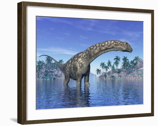 Argentinosaurus Dinosaur Grazing in a Tropical Climate-null-Framed Art Print