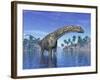 Argentinosaurus Dinosaur Grazing in a Tropical Climate-null-Framed Art Print