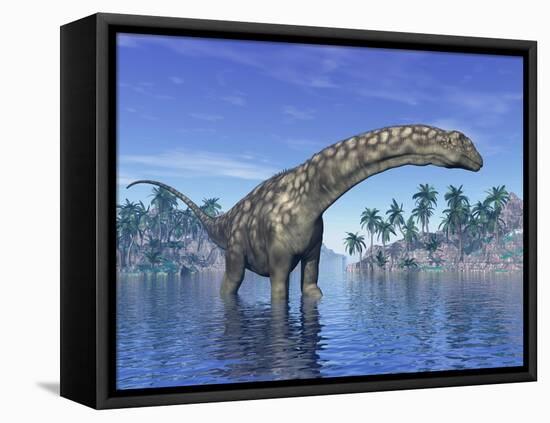 Argentinosaurus Dinosaur Grazing in a Tropical Climate-null-Framed Stretched Canvas