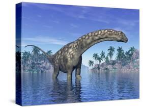 Argentinosaurus Dinosaur Grazing in a Tropical Climate-null-Stretched Canvas