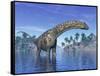 Argentinosaurus Dinosaur Grazing in a Tropical Climate-null-Framed Stretched Canvas