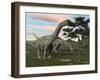 Argentinosaurus Dinosaur Grazing on Treetops-null-Framed Art Print