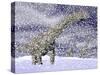 Argentinosaurus Dinosaur Walking in the Snow on a Winter Day-null-Stretched Canvas