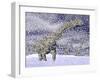 Argentinosaurus Dinosaur Walking in the Snow on a Winter Day-null-Framed Art Print