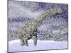 Argentinosaurus Dinosaur Walking in the Snow on a Winter Day-null-Mounted Art Print