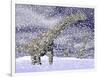 Argentinosaurus Dinosaur Walking in the Snow on a Winter Day-null-Framed Art Print