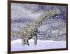 Argentinosaurus Dinosaur Walking in the Snow on a Winter Day-null-Framed Art Print