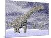 Argentinosaurus Dinosaur Walking in the Snow on a Winter Day-null-Mounted Art Print