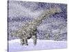 Argentinosaurus Dinosaur Walking in the Snow on a Winter Day-null-Stretched Canvas