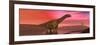 Argentinosaurus Dinosaurs Amongst a Colorful Red Sunset-null-Framed Premium Giclee Print