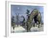 Argentinosaurus Dinosaurs Grazing in the Desert-Stocktrek Images-Framed Art Print