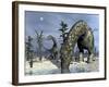 Argentinosaurus Dinosaurs Grazing in the Desert-Stocktrek Images-Framed Art Print