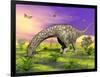 Argentinosaurus Eating Plants While Surrounded by Butterflies and Flowers-null-Framed Art Print