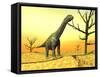 Argentinosaurus Standing on the Cracked Desert Ground Next to Dead Trees-null-Framed Stretched Canvas