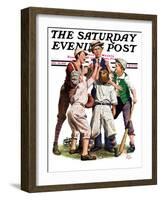 "Arguing the Call," Saturday Evening Post Cover, August 30, 1930-Alan Foster-Framed Premium Giclee Print