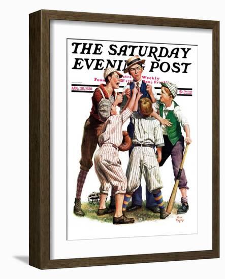 "Arguing the Call," Saturday Evening Post Cover, August 30, 1930-Alan Foster-Framed Premium Giclee Print