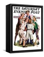 "Arguing the Call," Saturday Evening Post Cover, August 30, 1930-Alan Foster-Framed Stretched Canvas